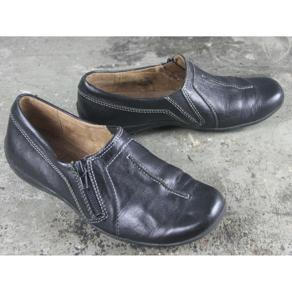 Leather Naturalizer Natural Soul Fleet zip-up loafers shoes, size 5M